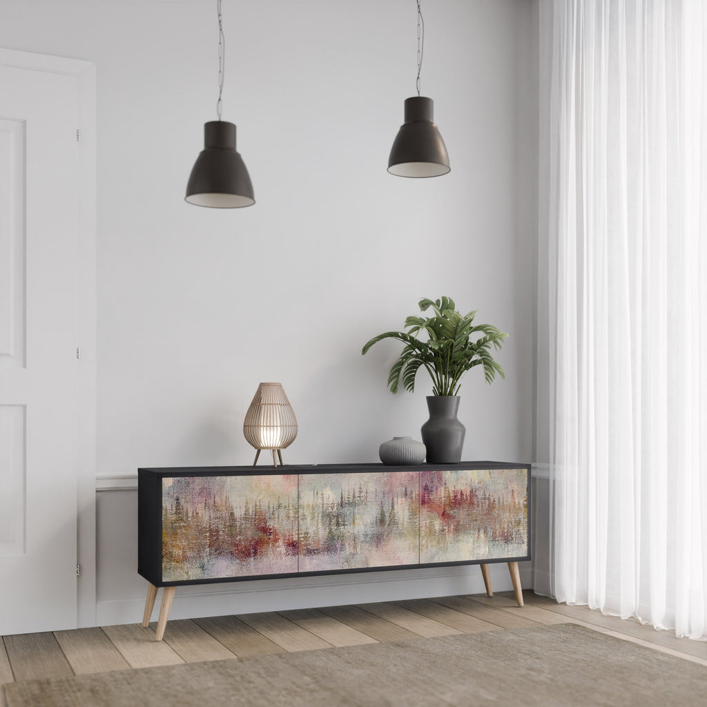 VEILED SUMMIT Móvel de TV com 3 Portas em Acabamento Preto