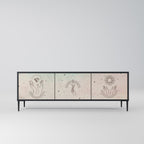 DELICATE BEAUTY Móvel de TV com 3 Portas em Acabamento Preto