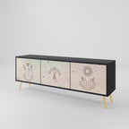 DELICATE BEAUTY Móvel de TV com 3 Portas em Acabamento Preto