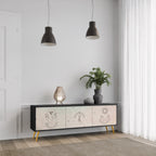 DELICATE BEAUTY Móvel de TV com 3 Portas em Acabamento Preto