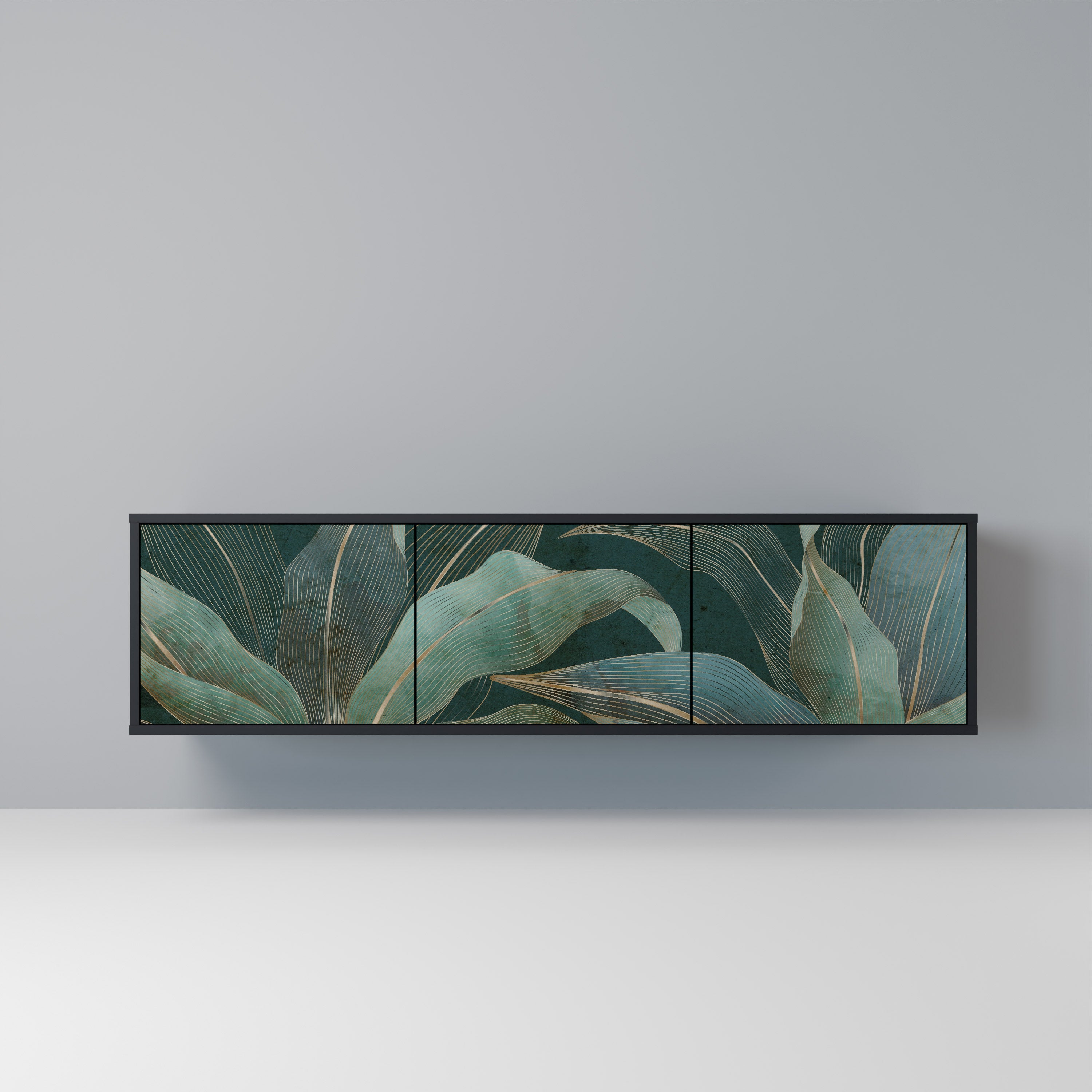 ROYAL GREEN Móvel de TV com 3 Portas em Acabamento Preto