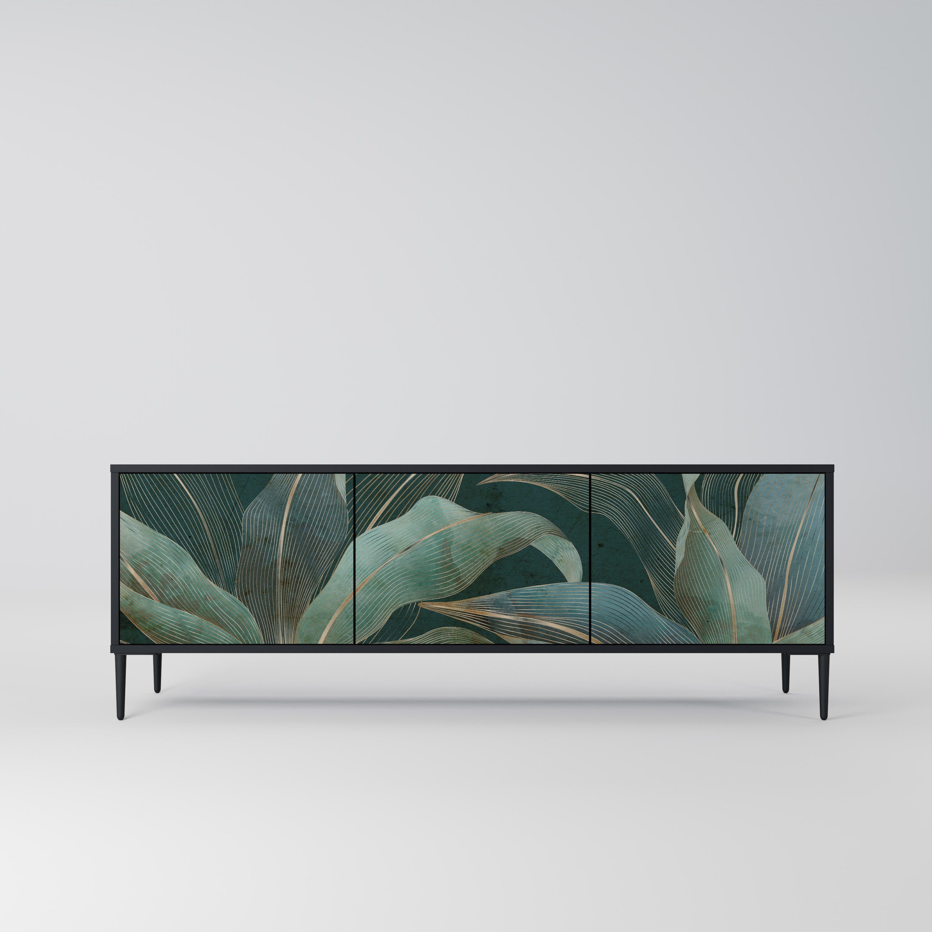 ROYAL GREEN Móvel de TV com 3 Portas em Acabamento Preto