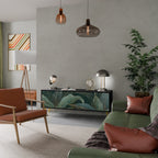 ROYAL GREEN Móvel de TV com 3 Portas em Acabamento Preto