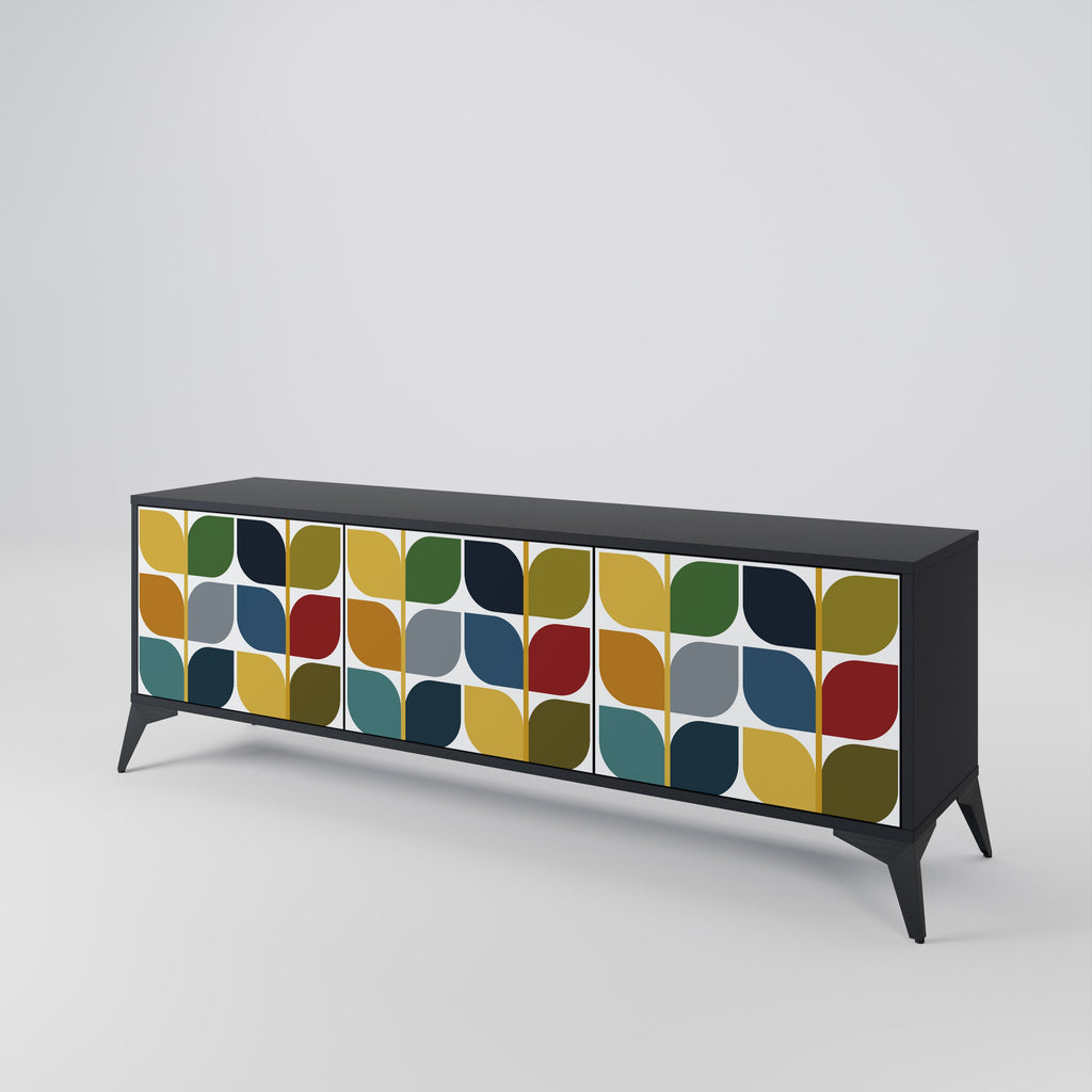 WEIGHTLESS HOURS 3-Door TV Stand in Black Finish