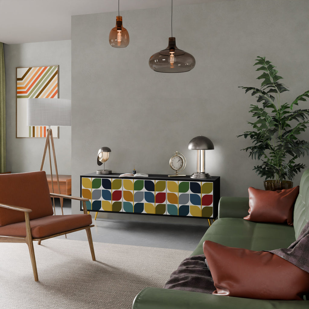 WEIGHTLESS HOURS 3-Door TV Stand in Black Finish