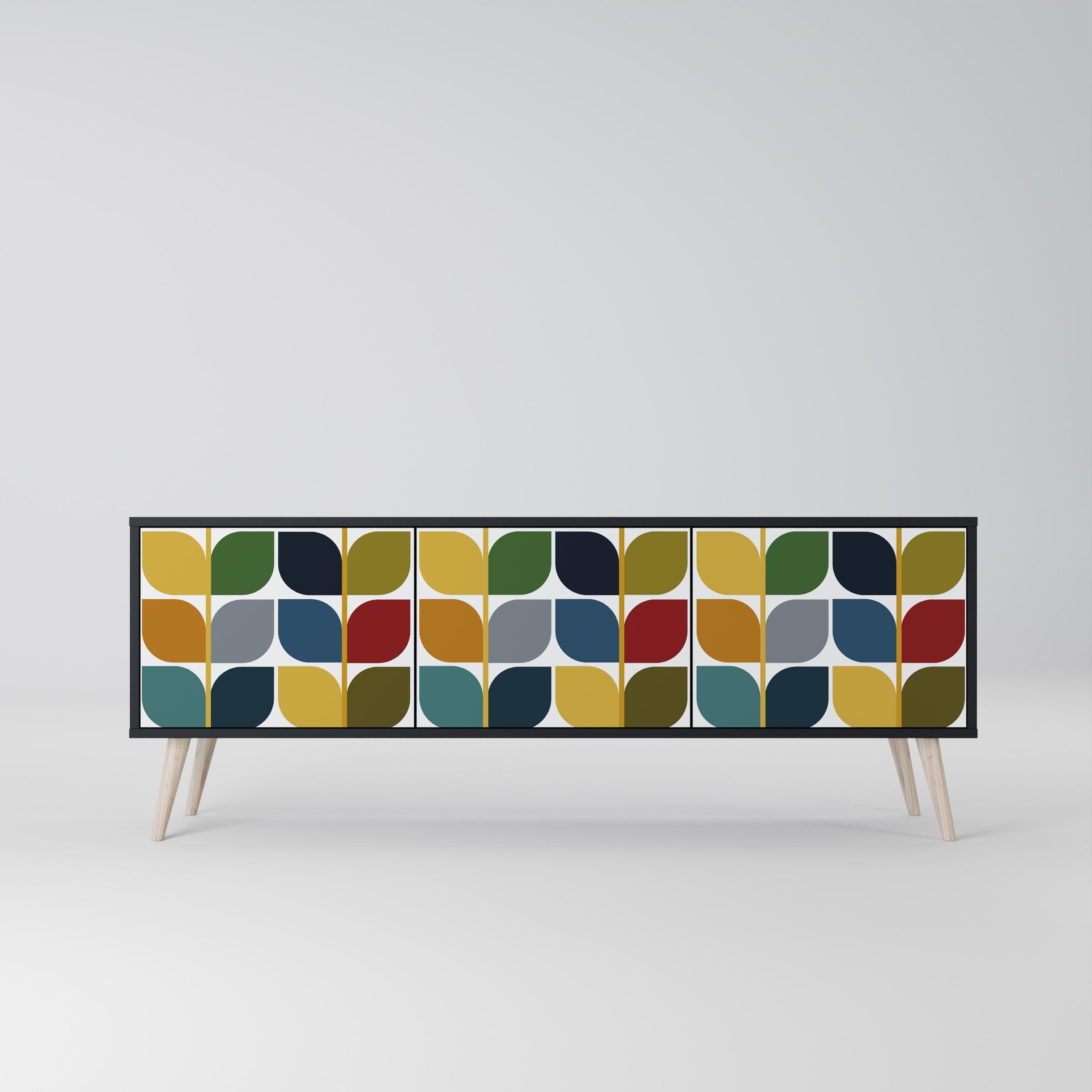 WEIGHTLESS HOURS Móvel de TV com 3 Portas em Acabamento Preto