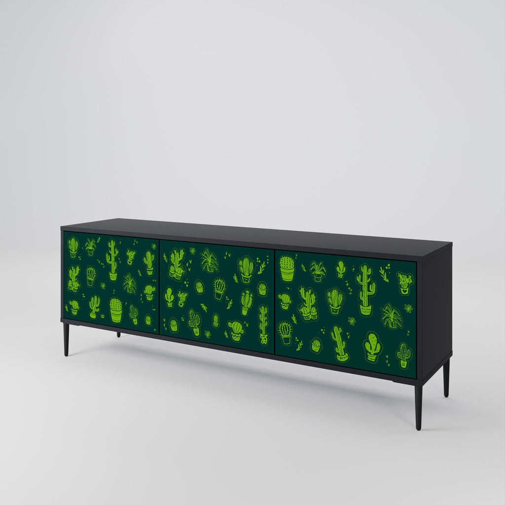 DESERT GREEN Móvel de TV com 3 Portas em Acabamento Preto