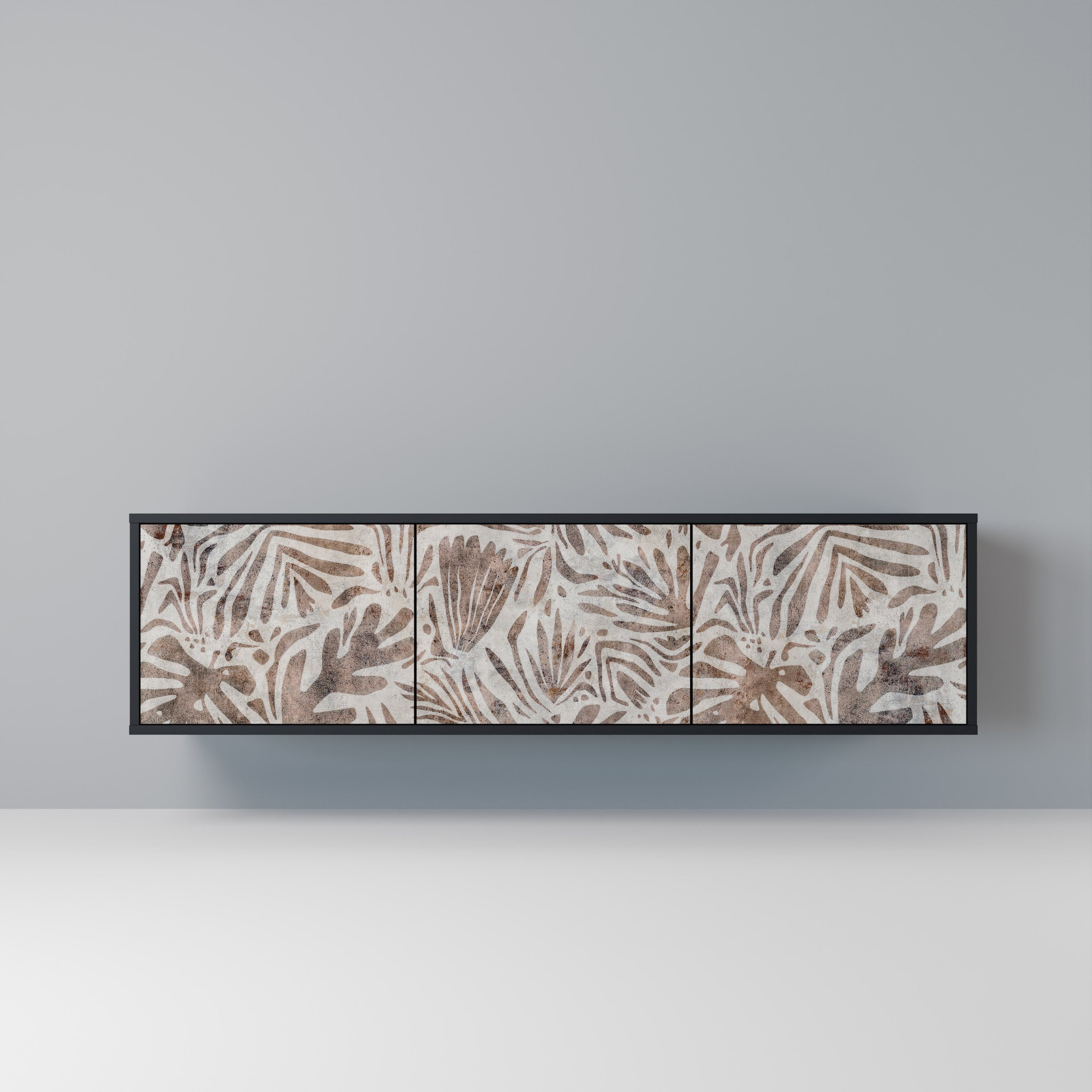 PASSING TIME Móvel de TV com 3 Portas em Acabamento Preto