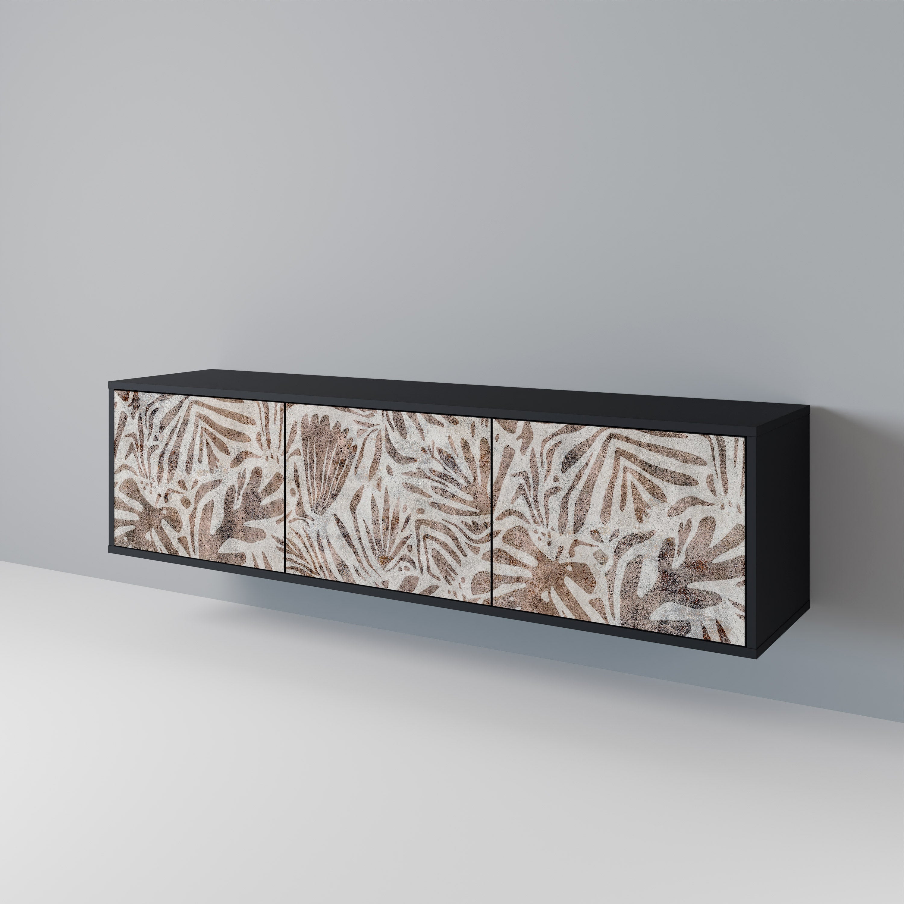 PASSING TIME Móvel de TV com 3 Portas em Acabamento Preto