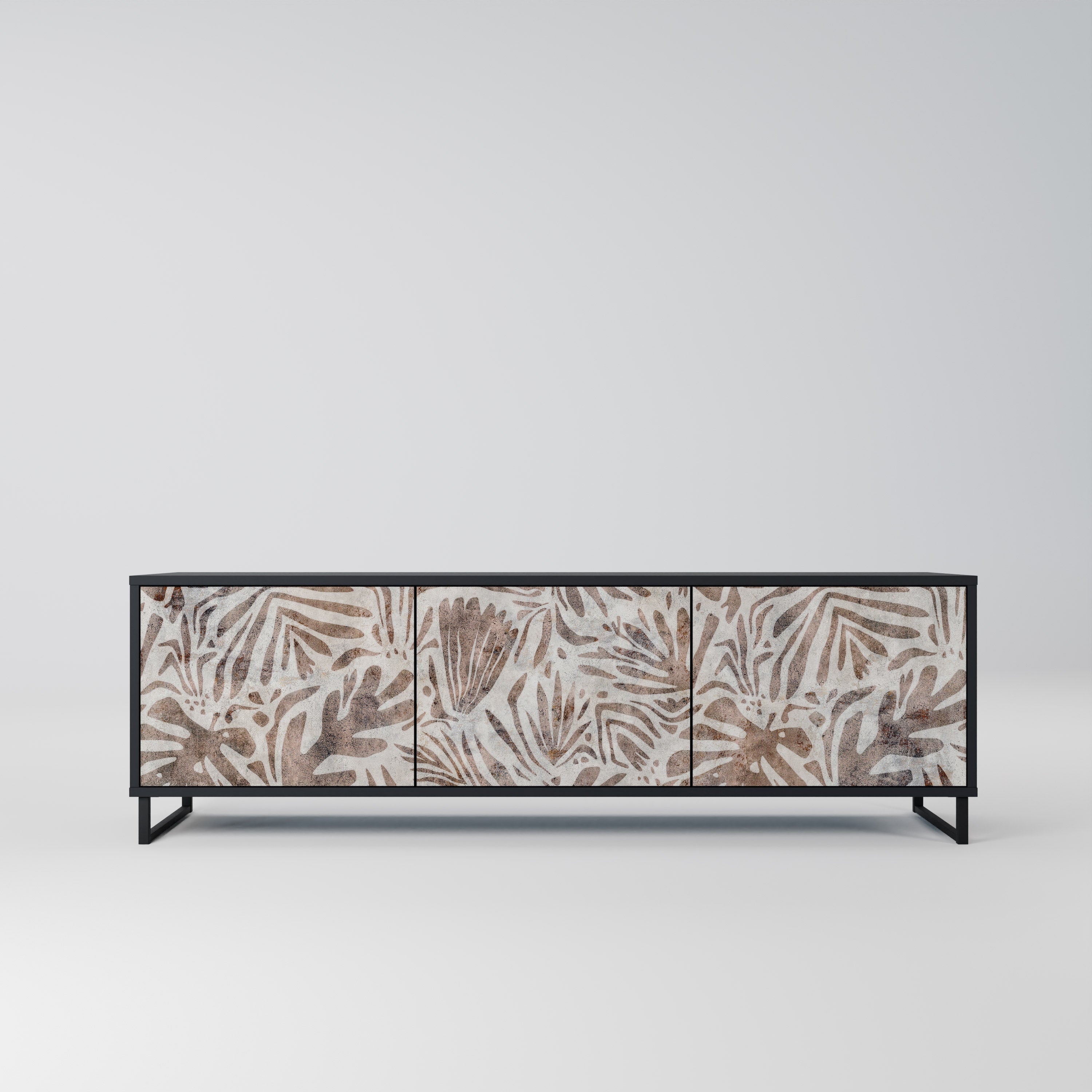 PASSING TIME Móvel de TV com 3 Portas em Acabamento Preto