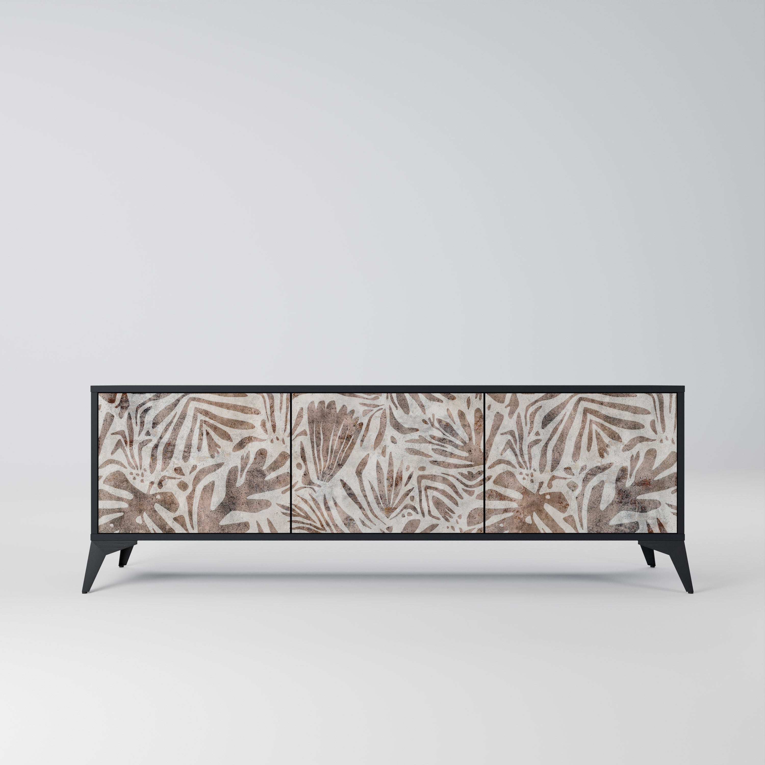 PASSING TIME Móvel de TV com 3 Portas em Acabamento Preto