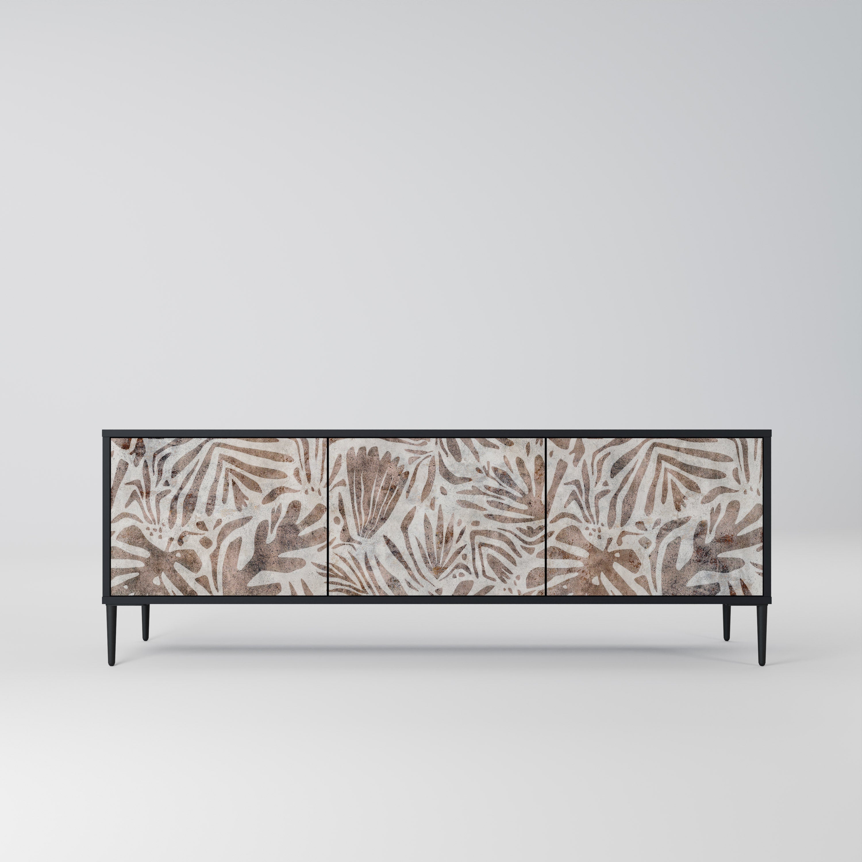 PASSING TIME Móvel de TV com 3 Portas em Acabamento Preto