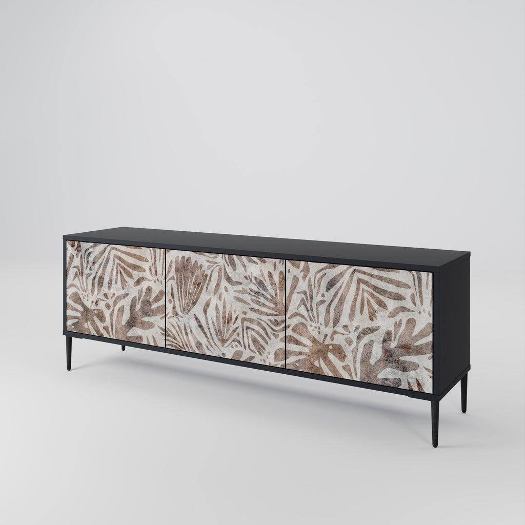 PASSING TIME Móvel de TV com 3 Portas em Acabamento Preto