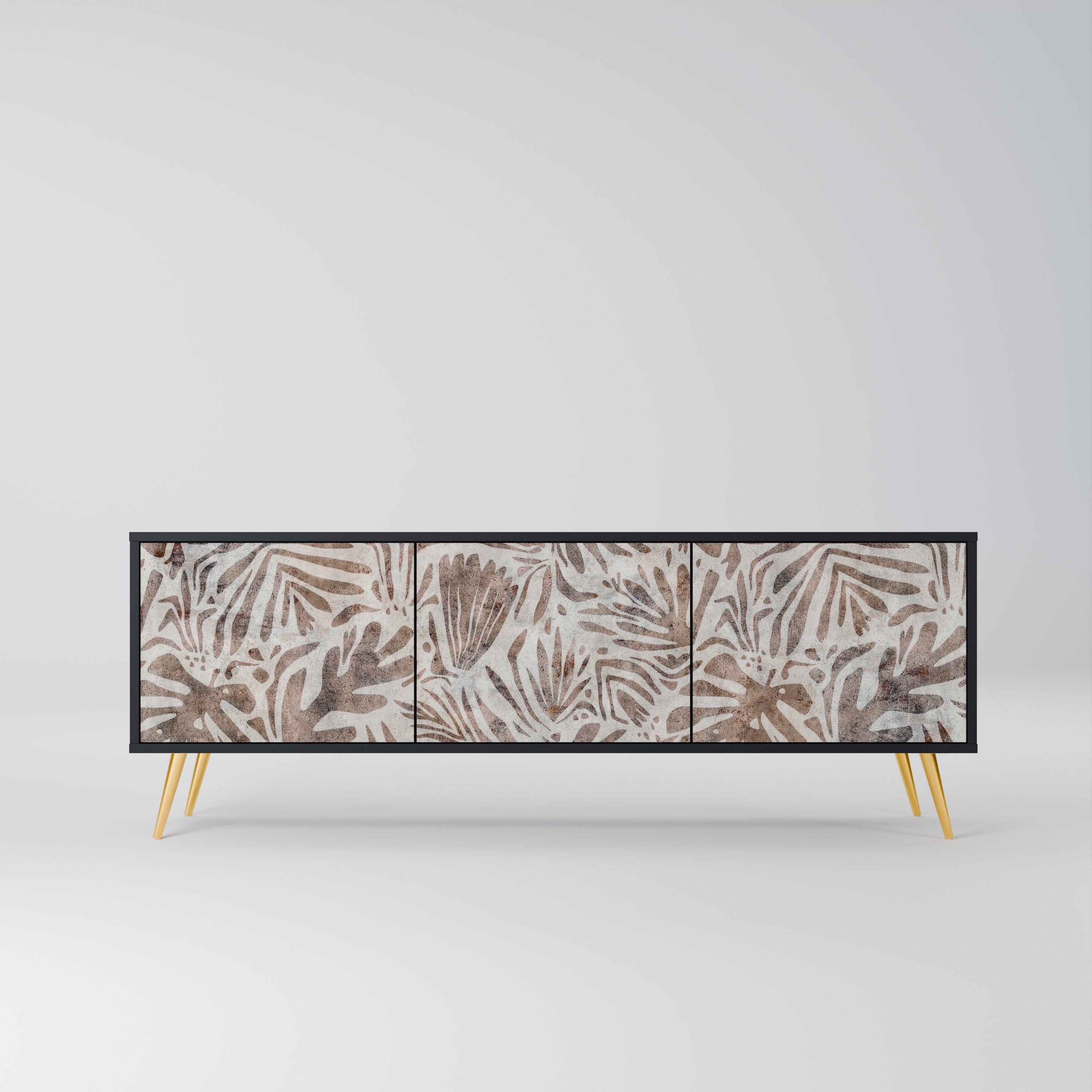 PASSING TIME Móvel de TV com 3 Portas em Acabamento Preto