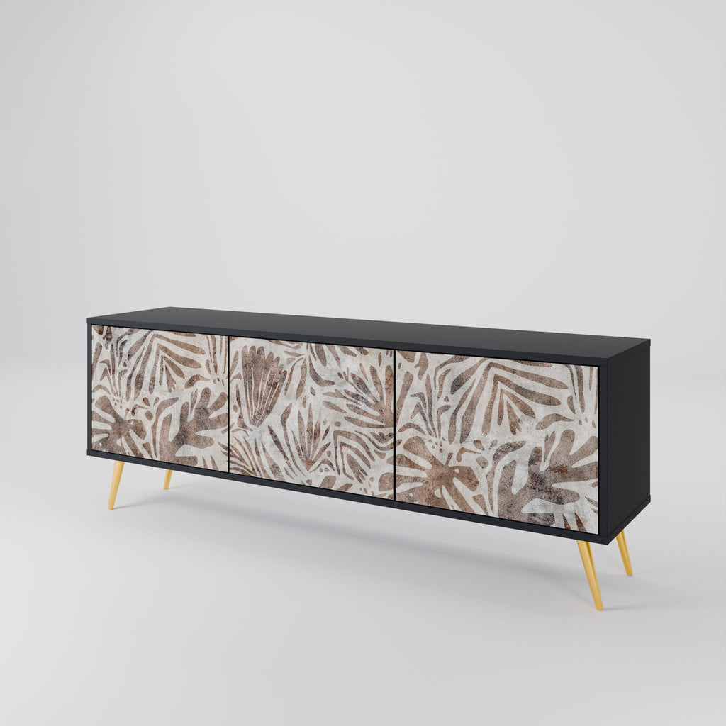 PASSING TIME Móvel de TV com 3 Portas em Acabamento Preto