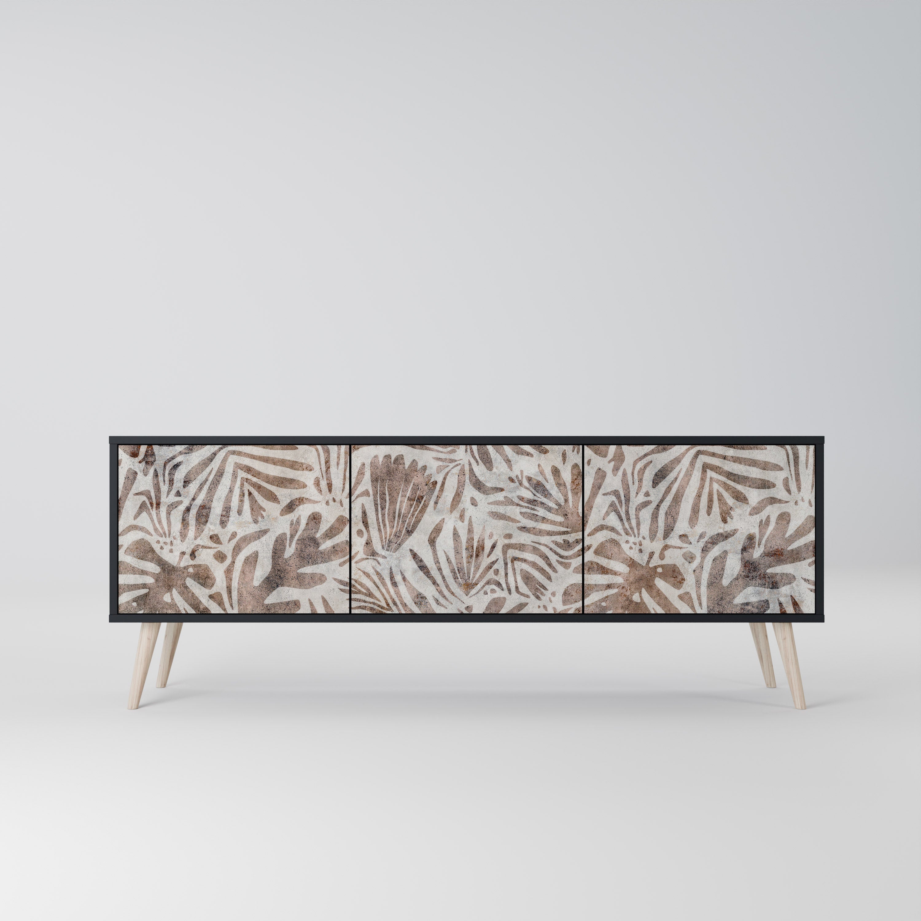 PASSING TIME Móvel de TV com 3 Portas em Acabamento Preto