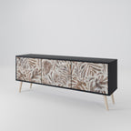 PASSING TIME Móvel de TV com 3 Portas em Acabamento Preto