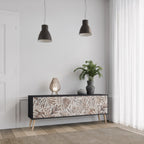 PASSING TIME Móvel de TV com 3 Portas em Acabamento Preto