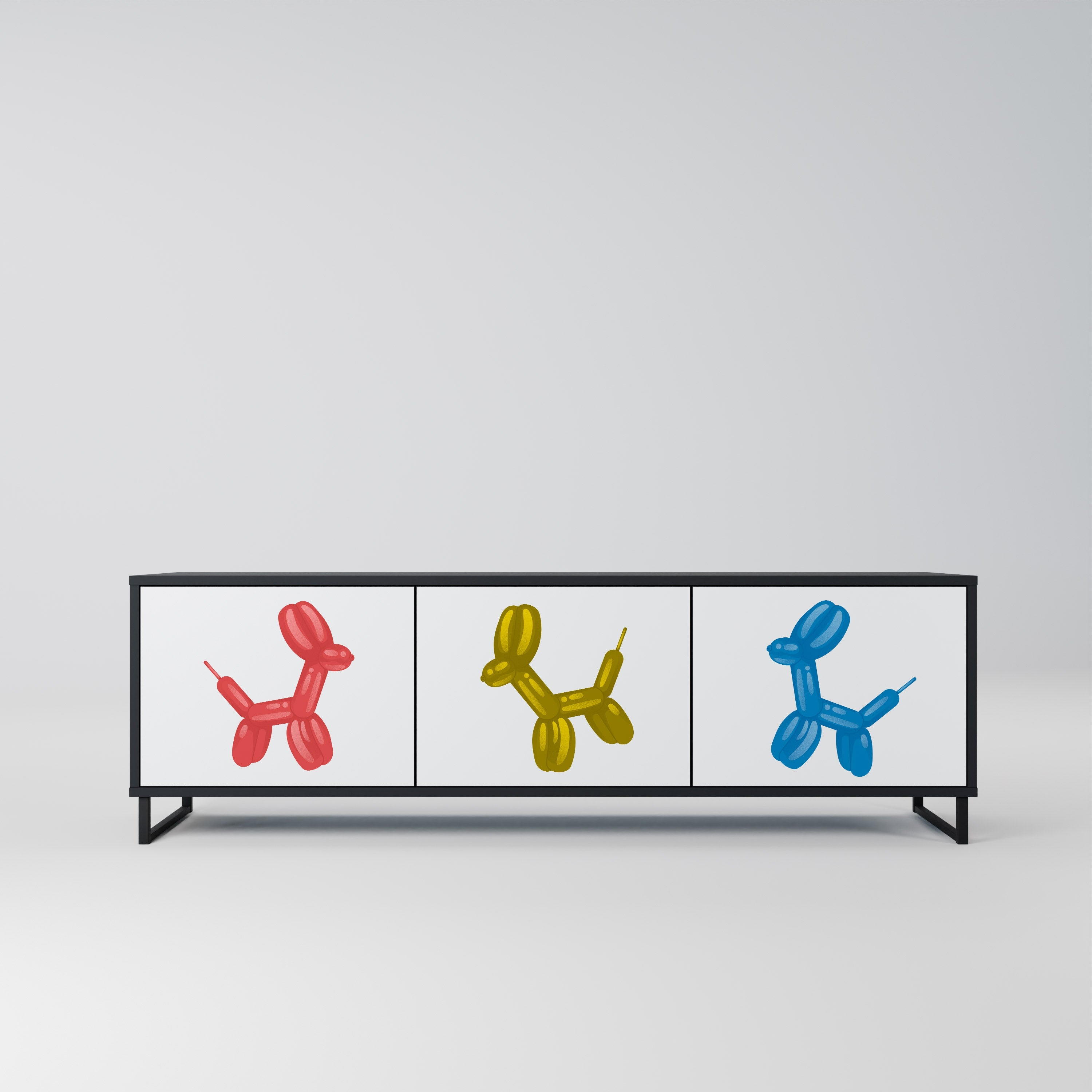 CHILDHOOD MEMORY Móvel de TV com 3 Portas em Acabamento Preto