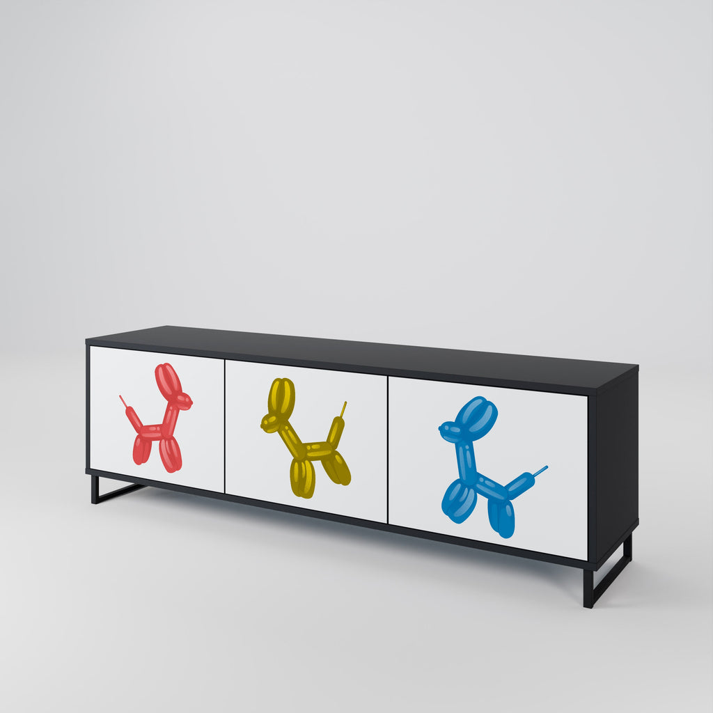 CHILDHOOD MEMORY 3-Door TV Stand in Black Finish