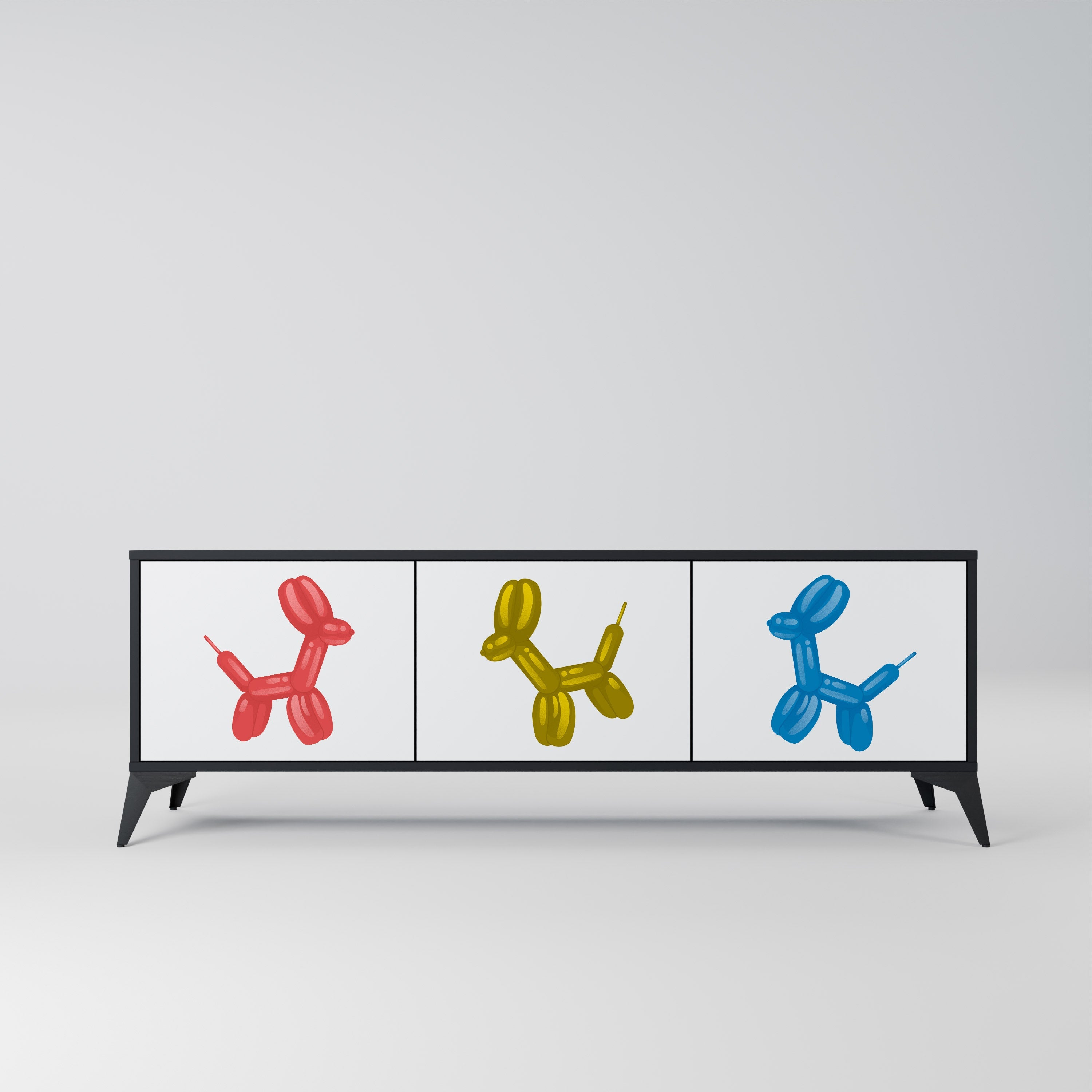 CHILDHOOD MEMORY Móvel de TV com 3 Portas em Acabamento Preto