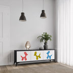 CHILDHOOD MEMORY 3-Door TV Stand in Black Finish