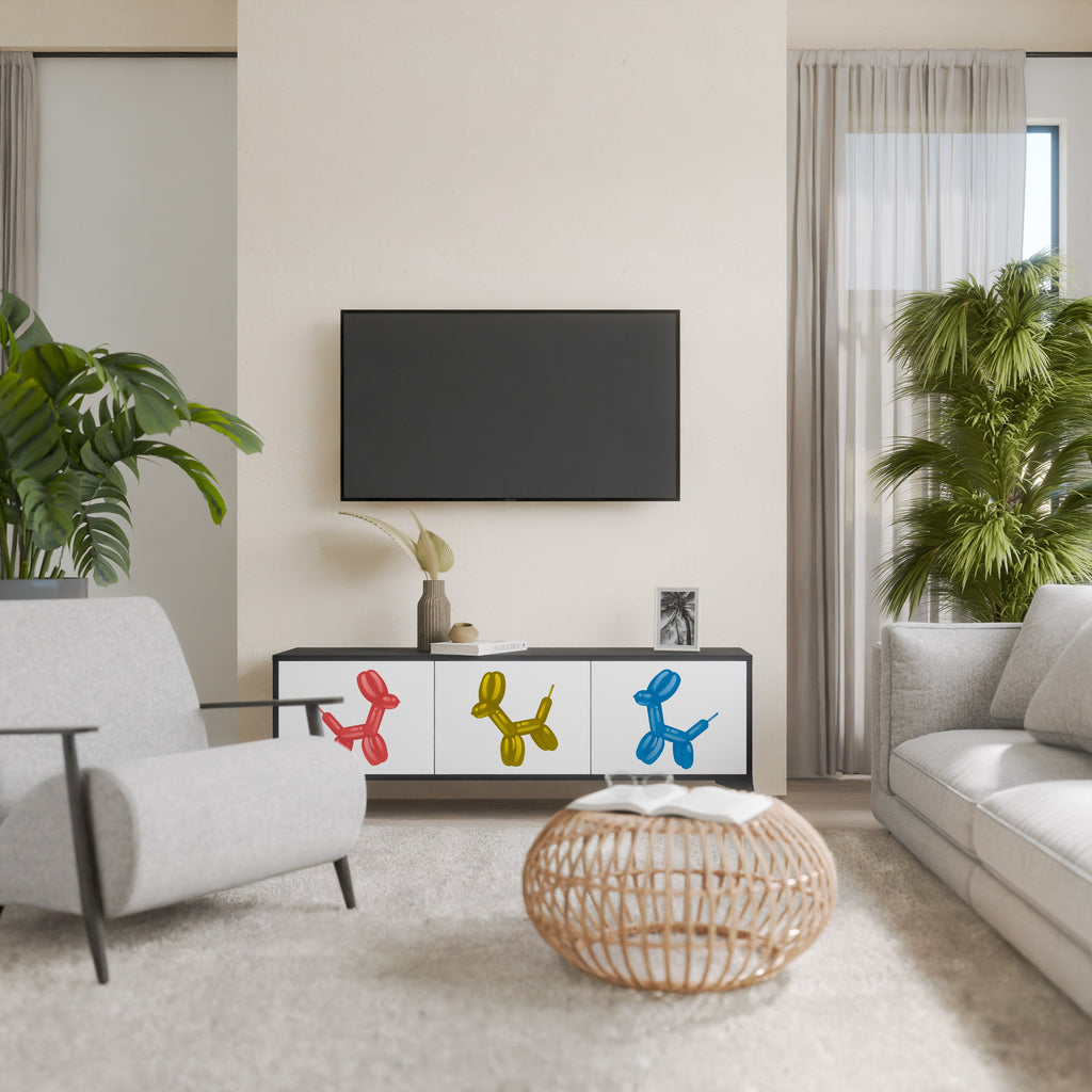 CHILDHOOD MEMORY 3-Door TV Stand in Black Finish