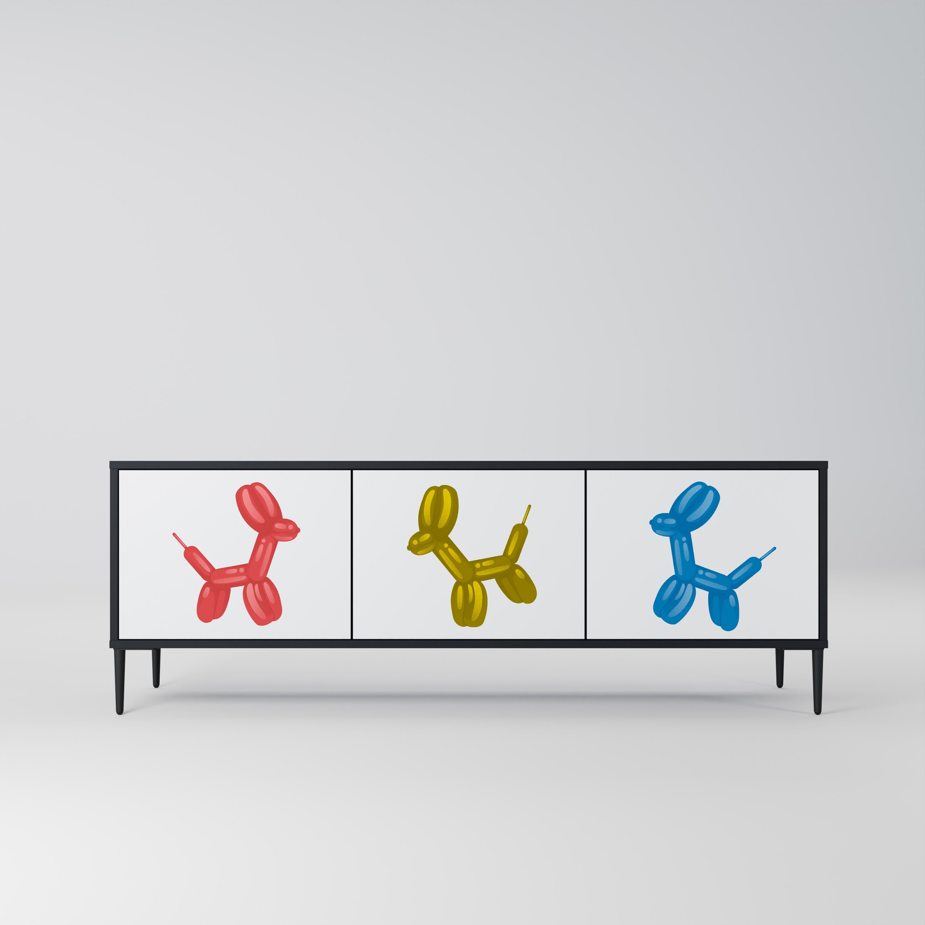 CHILDHOOD MEMORY Móvel de TV com 3 Portas em Acabamento Preto