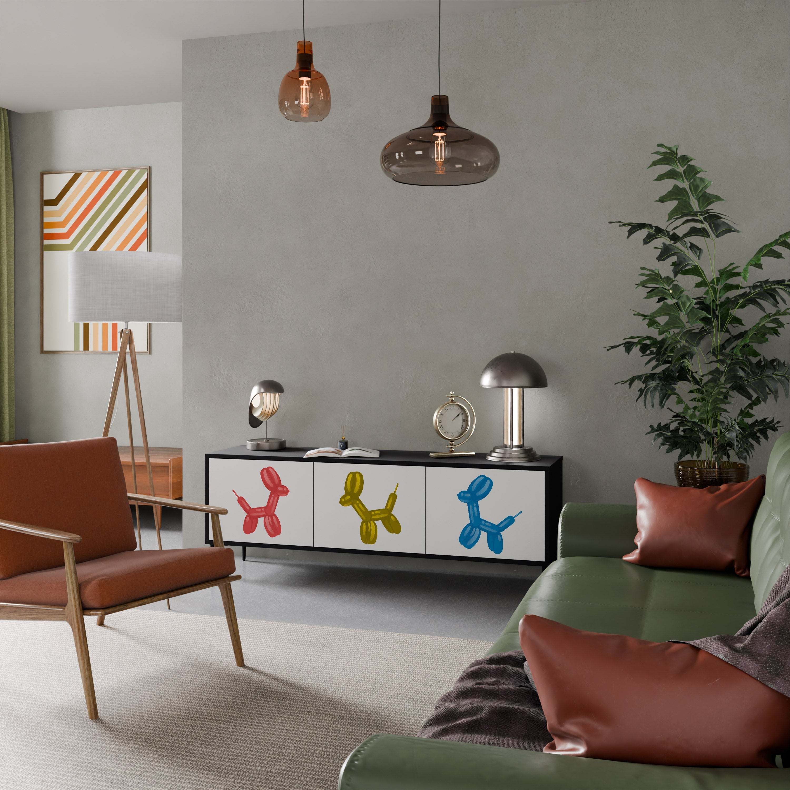 CHILDHOOD MEMORY Móvel de TV com 3 Portas em Acabamento Preto