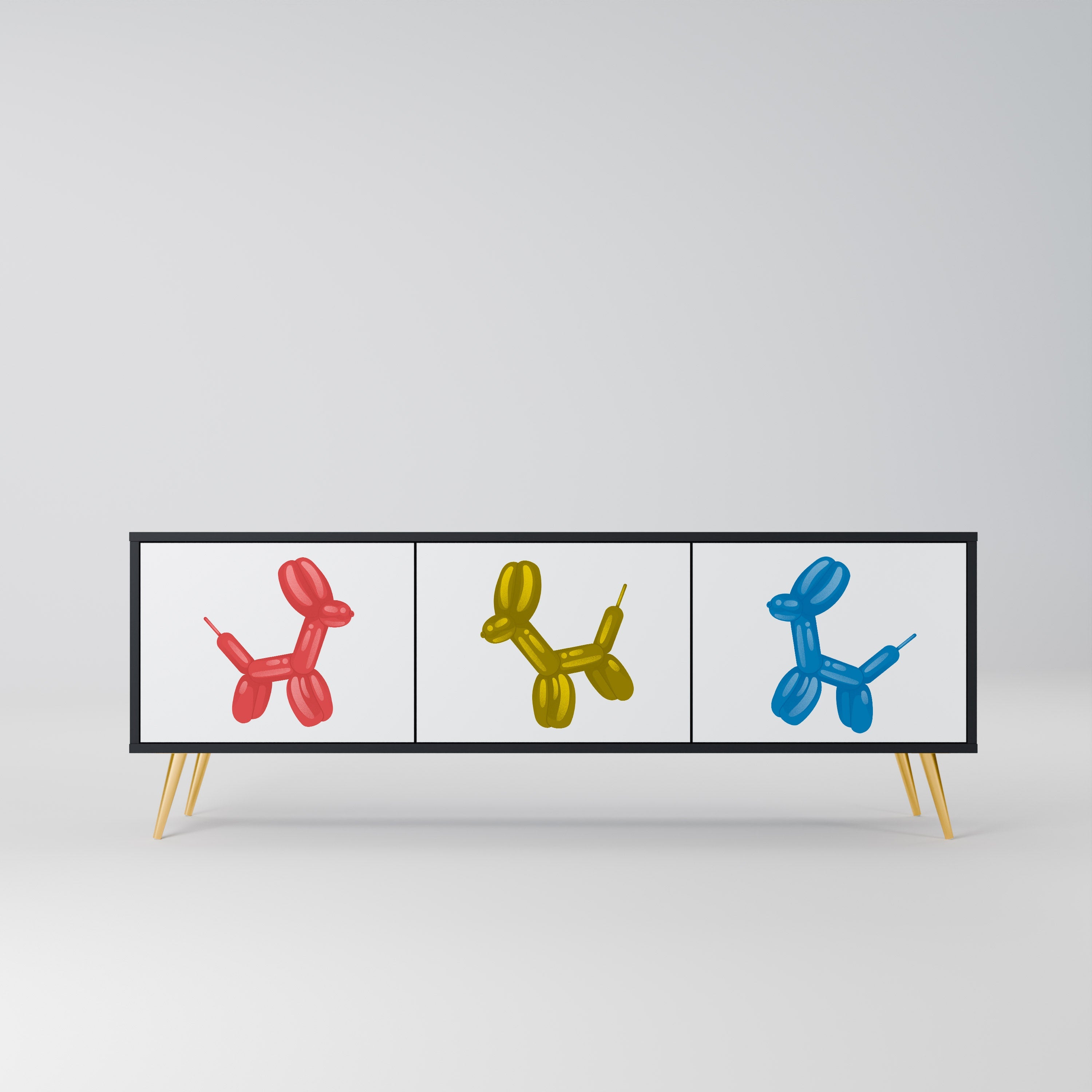 CHILDHOOD MEMORY Móvel de TV com 3 Portas em Acabamento Preto