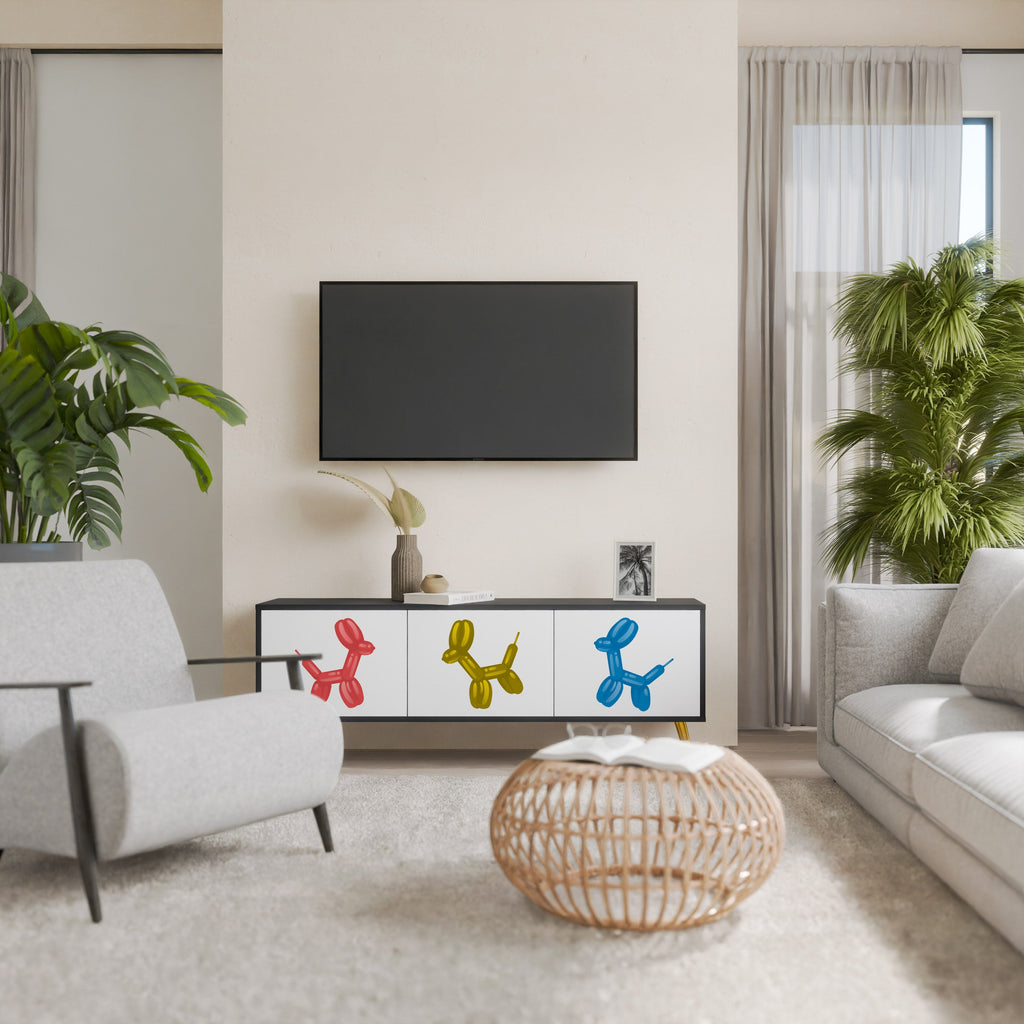 CHILDHOOD MEMORY 3-Door TV Stand in Black Finish