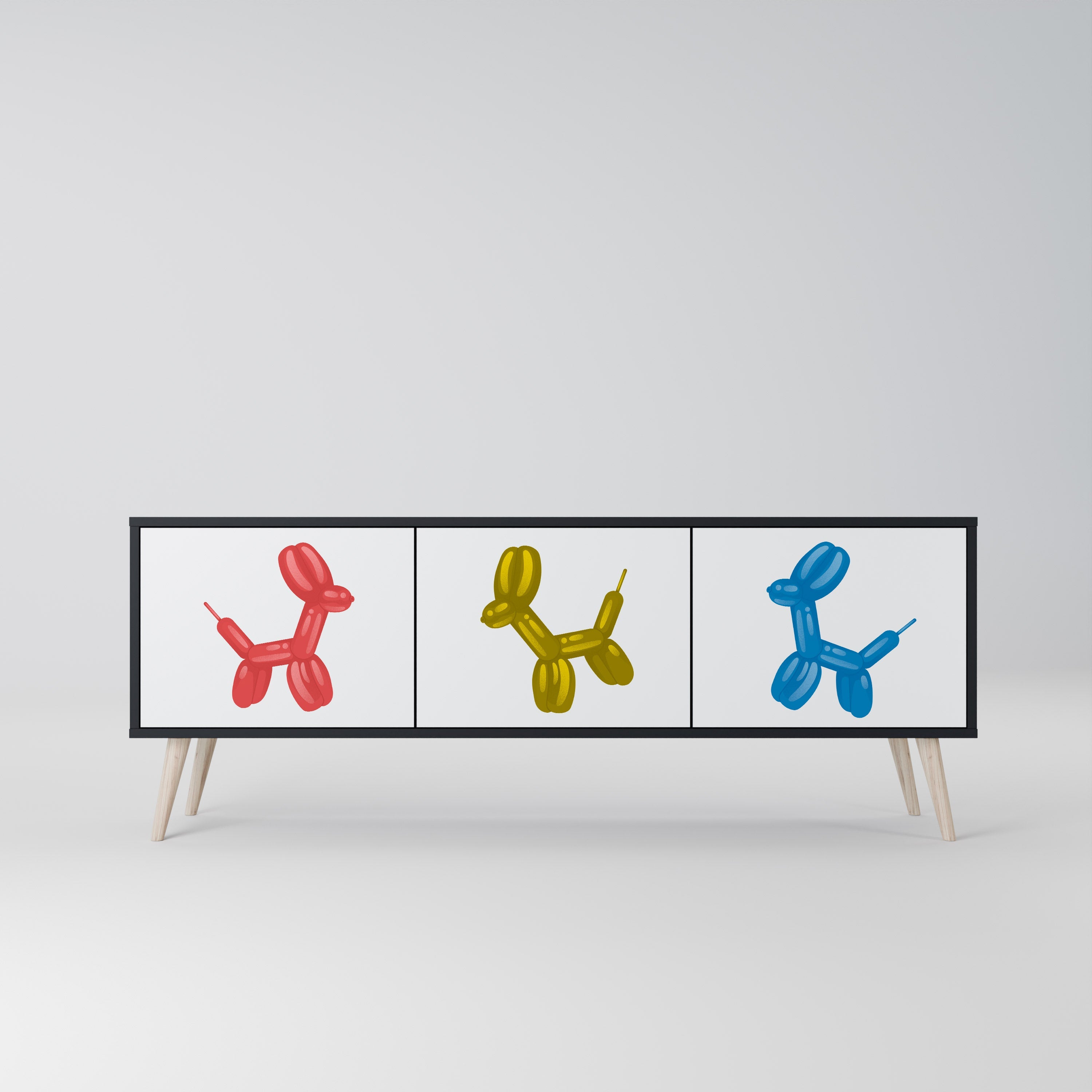 CHILDHOOD MEMORY Móvel de TV com 3 Portas em Acabamento Preto