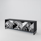 BIKE ENERGY Móvel de TV com 3 Portas em Acabamento Preto