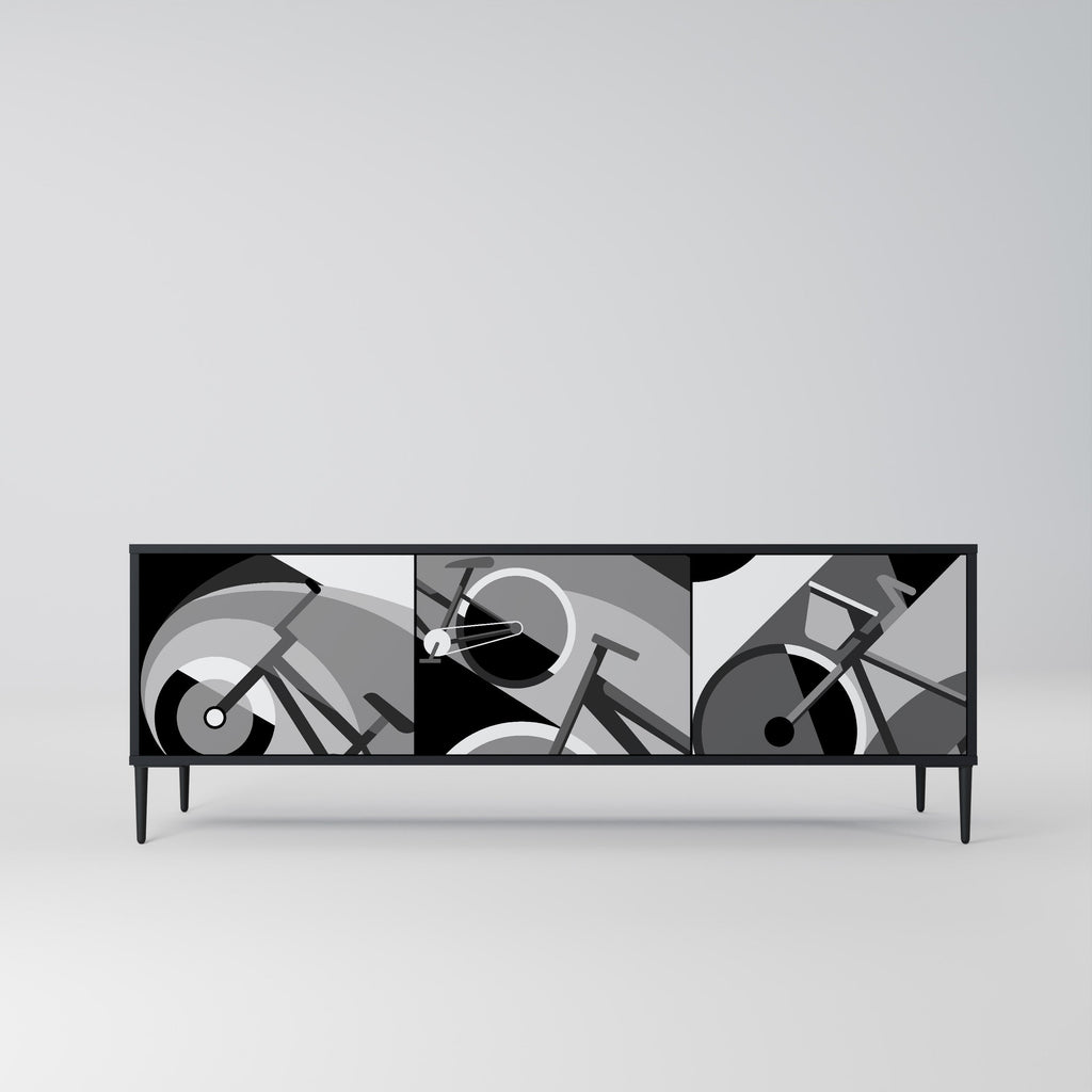 BIKE ENERGY Móvel de TV com 3 Portas em Acabamento Preto