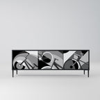 BIKE ENERGY Móvel de TV com 3 Portas em Acabamento Preto