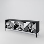 BIKE ENERGY Móvel de TV com 3 Portas em Acabamento Preto