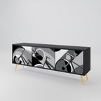 BIKE ENERGY Móvel de TV com 3 Portas em Acabamento Preto