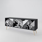 BIKE ENERGY Móvel de TV com 3 Portas em Acabamento Preto