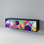 BIKE DREAMS Móvel de TV com 3 Portas em Acabamento Preto