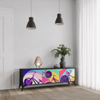 BIKE DREAMS Móvel de TV com 3 Portas em Acabamento Preto