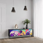 BIKE DREAMS Móvel de TV com 3 Portas em Acabamento Preto