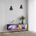 BIKE DREAMS Móvel de TV com 3 Portas em Acabamento Preto