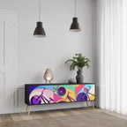 BIKE DREAMS Móvel de TV com 3 Portas em Acabamento Preto