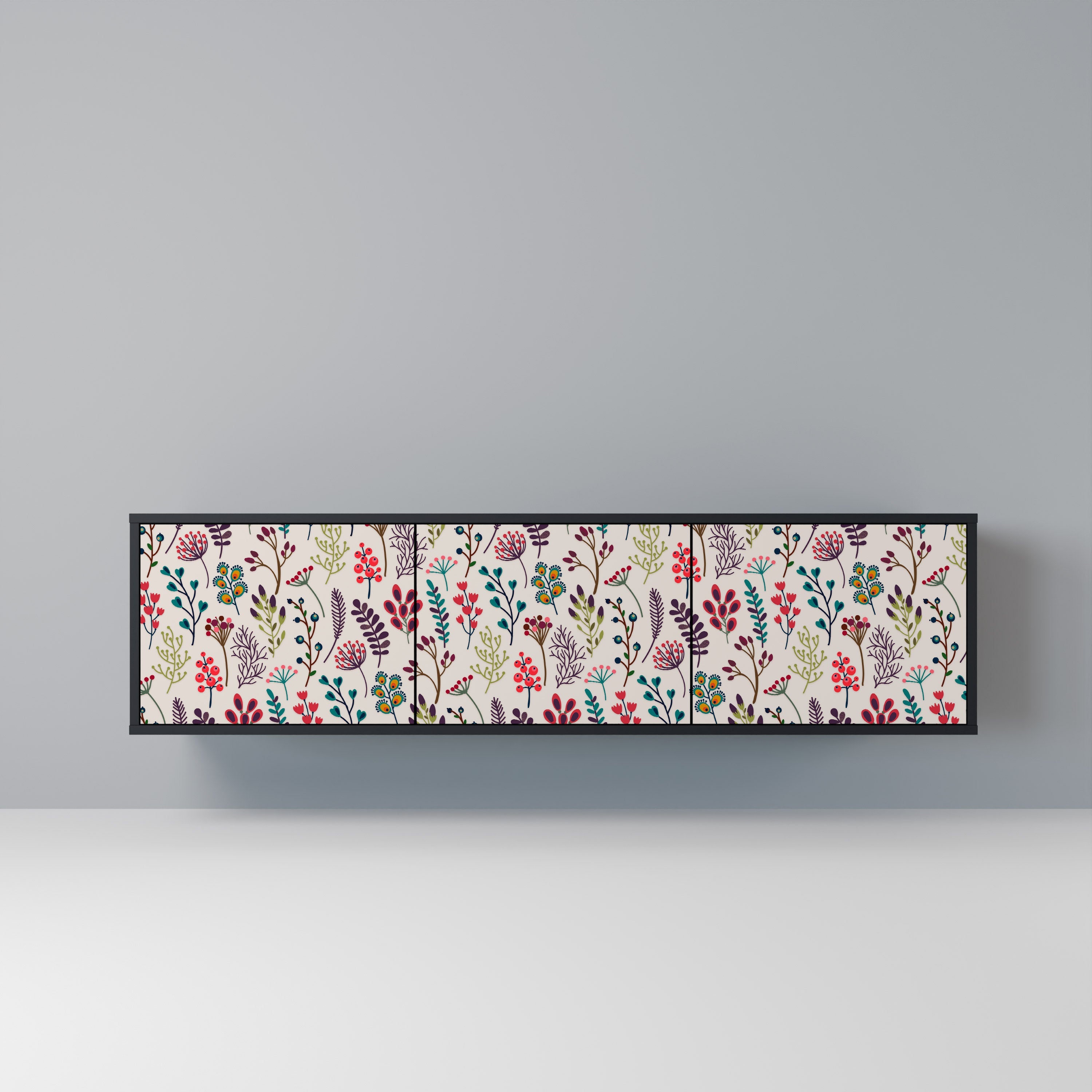 AUTUMN SUNDRIES Móvel de TV com 3 Portas em Acabamento Preto