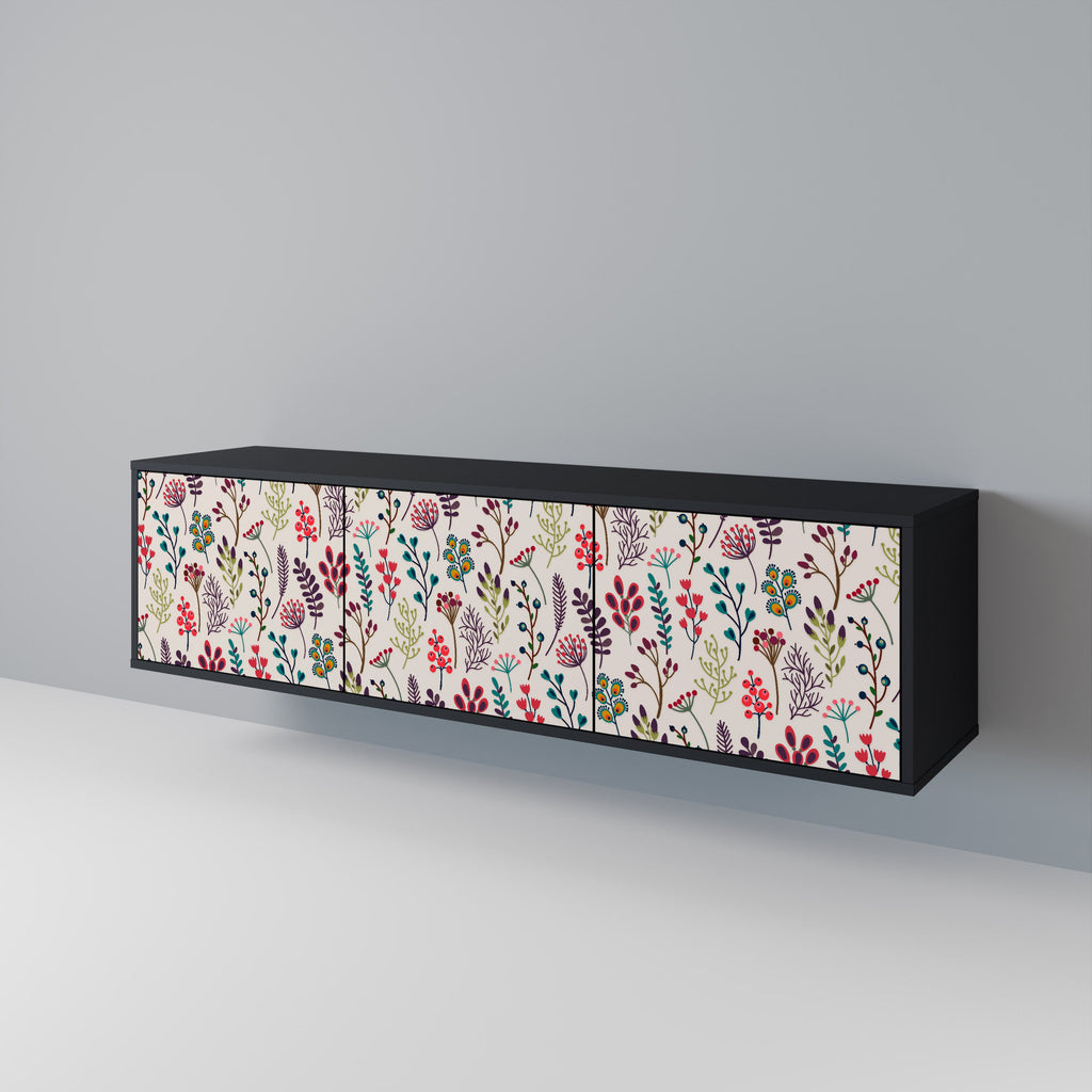 AUTUMN SUNDRIES 3-Door TV Stand in Black Finish