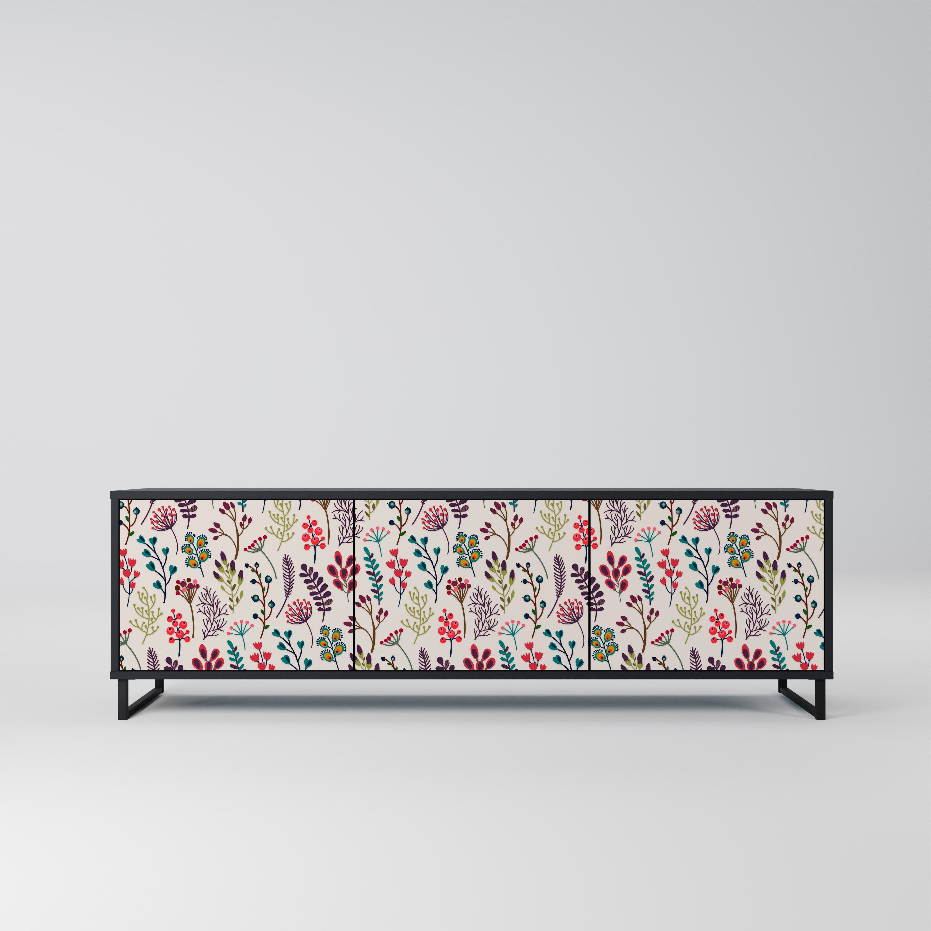 AUTUMN SUNDRIES Móvel de TV com 3 Portas em Acabamento Preto