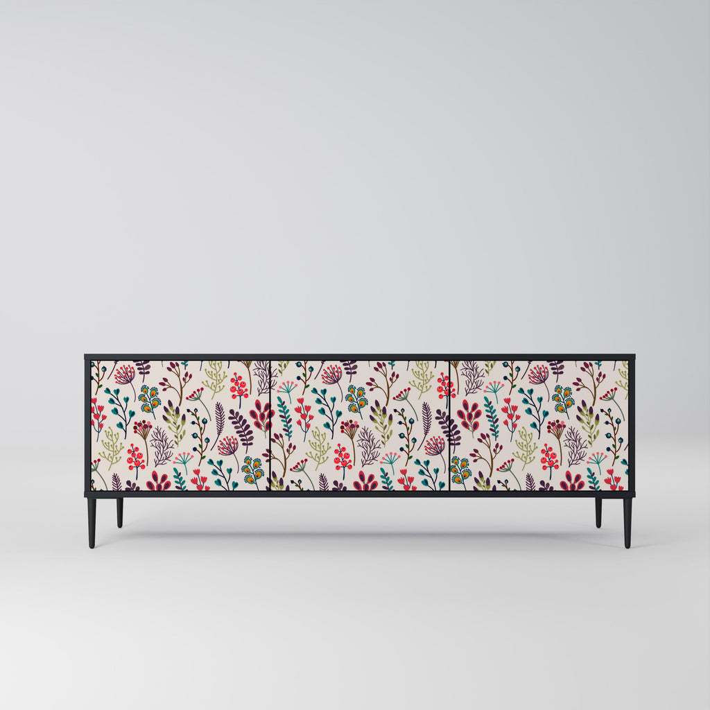 AUTUMN SUNDRIES 3-Door TV Stand in Black Finish