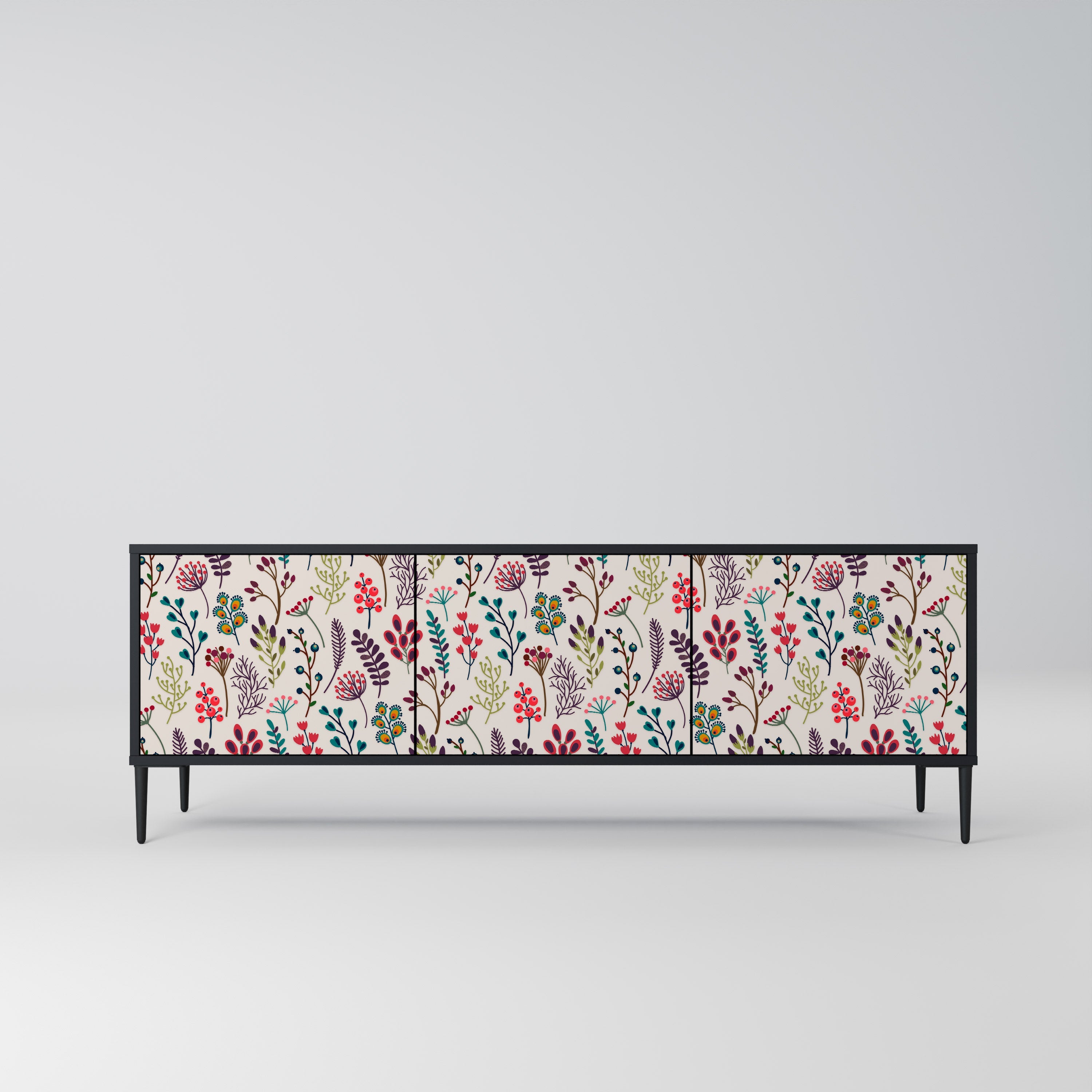 AUTUMN SUNDRIES Móvel de TV com 3 Portas em Acabamento Preto