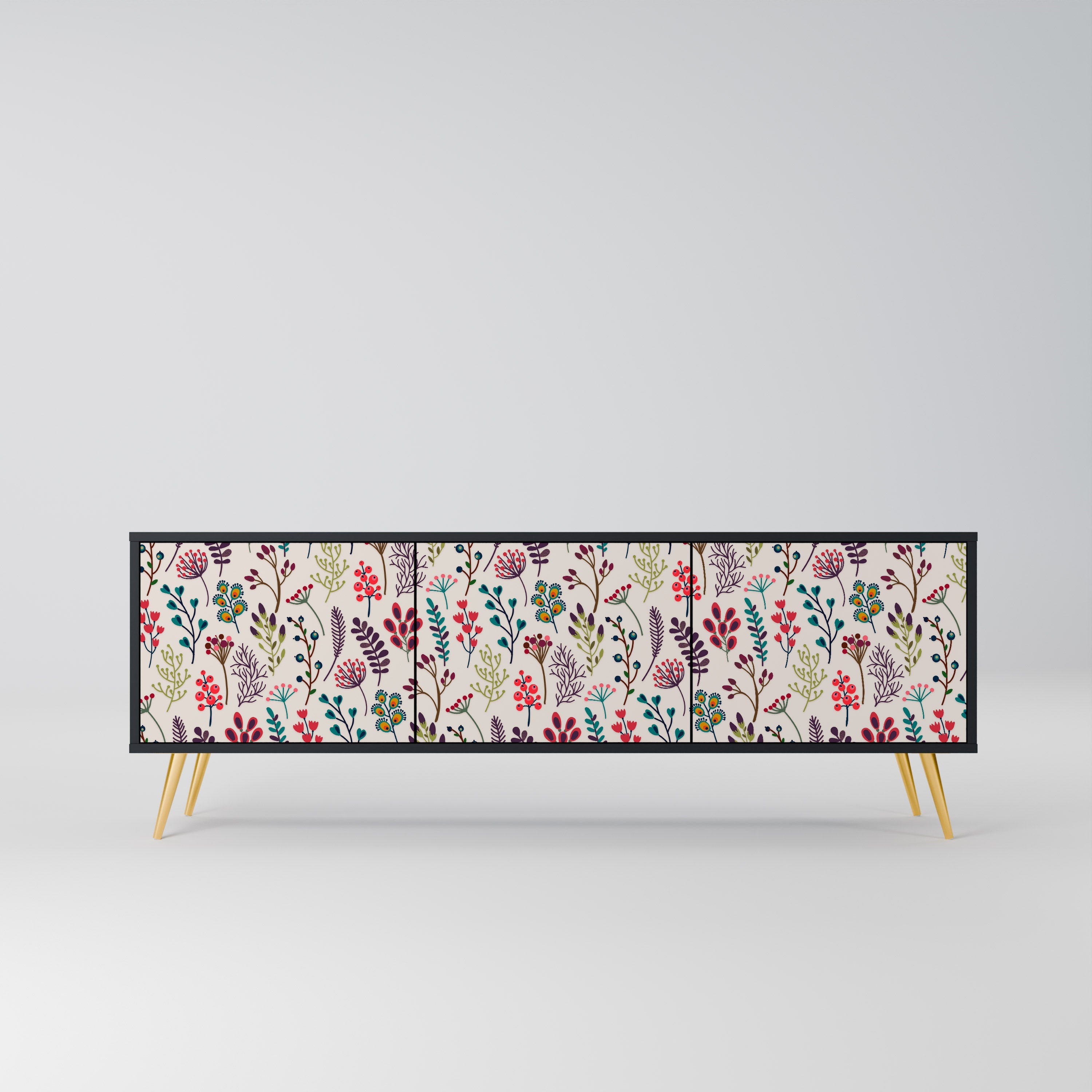 AUTUMN SUNDRIES Móvel de TV com 3 Portas em Acabamento Preto