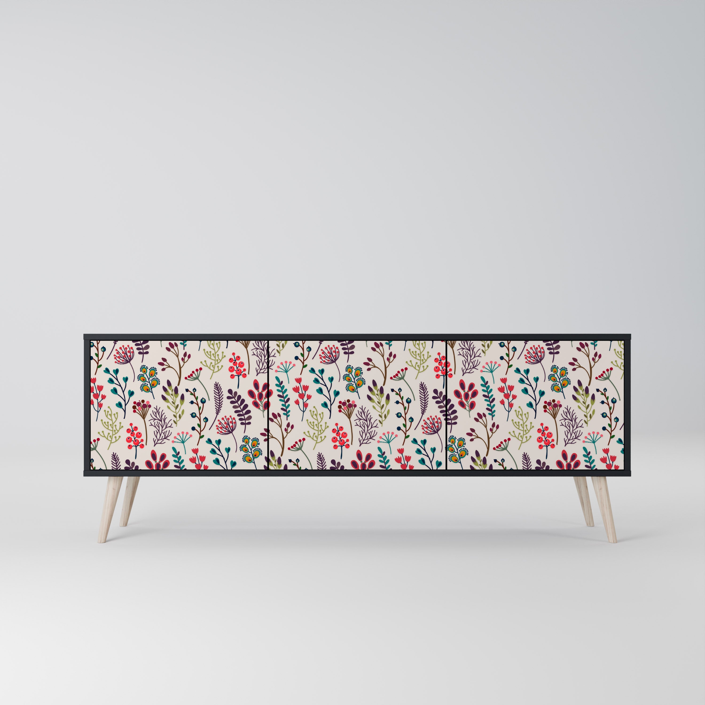 AUTUMN SUNDRIES Móvel de TV com 3 Portas em Acabamento Preto